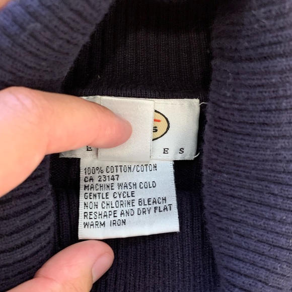 Talbots Navy Blue Ribbed Turtleneck, Size MP - Picture 5 of 5